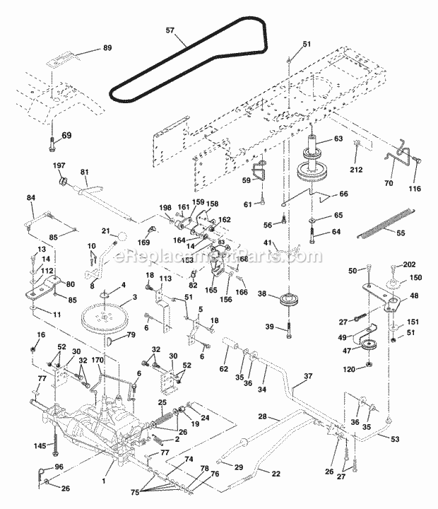 Drive Diagram and Parts List for WET2242STC 2003 Husqvarna Lawn Tractor