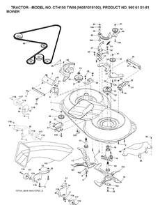 Mower Deck / Cutting Deck Diagram and Parts List for CTH150 (96061018200)(2007-04) Husqvarna Lawn Tractor