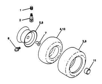 Wheels And Tires Diagram and Parts List for LT125 (954000772-A)(1994-01) Husqvarna Lawn Tractor