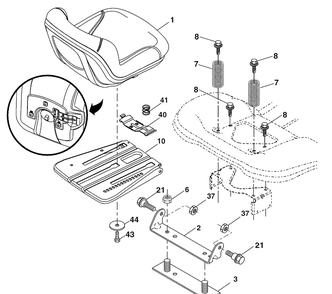 Seat Diagram and Parts List for PB195H42LT (96042003602)(2008-01) Husqvarna Lawn Mower