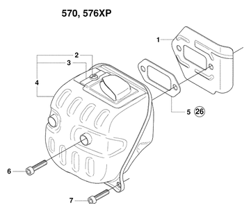 Muffler Diagram and Parts List for 570EPA 2009-01 Husqvarna Chainsaw