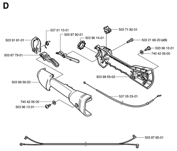 Handle And Controls Diagram and Parts List for 325HE4X 20010100001 - 20011800000 Husqvarna Hedge Trimmer