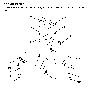 Seat Diagram and Parts List for LT125 (HE12536C, 954170001)(1998-03) Husqvarna Lawn Tractor