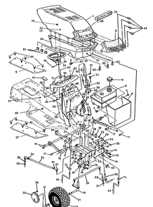 Hood/Front End Diagram and Parts List for 4125H 1991-01 Husqvarna Lawn Mower