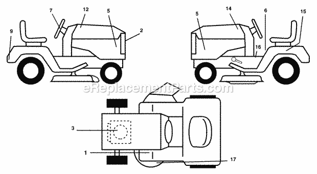Decals Diagram and Parts List for WET1338B 2003 Husqvarna Lawn Tractor