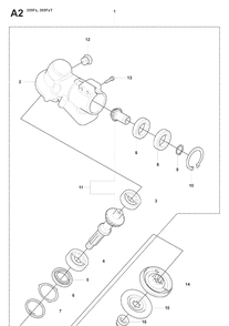 Bevel Gear Diagram and Parts List for 355FXT 20073100001-20082700000 Husqvarna Brush Cutter