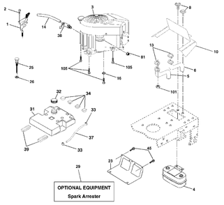 Engine Diagram and Parts List for YTH1542XP (954567253-E)(2002-02) Husqvarna Lawn Tractor