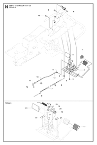 Pedals Diagram and Parts List for R175 (966828401)(2008-05) Husqvarna Lawn Tractor