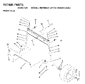 Front Axle Diagram and Parts List for LR110 (954001232C)(1995-08) Husqvarna Lawn Tractor