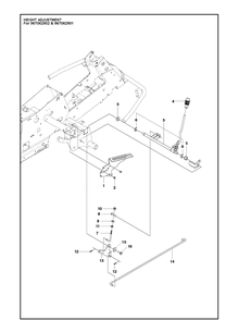 Height Adjustment Diagram and Parts List for R214T  Husqvarna Lawn Mower