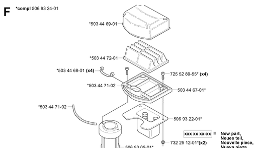 Air Filter Diagram and Parts List for PR18 (953521901)(2004-01) Husqvarna Lawn Mower