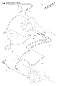 Hydraulic Pump - Motor 2 Diagram and Parts List for R15-V2AWD (965200901)(2008-01) Husqvarna Lawn Tractor