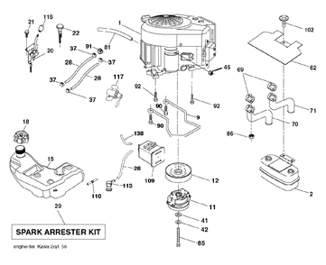 Engine Diagram and Parts List for GT48DXLS (960430233-00)(2016-11) Husqvarna Lawn Tractor