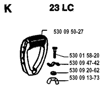 Handle 2 Diagram and Parts List for 23LC 19931800001 & Above Husqvarna Trimmer