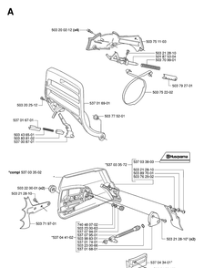 Chain Brake And Clutch Cover Diagram and Parts List for 385XP 20064000001-Current Husqvarna Chainsaw
