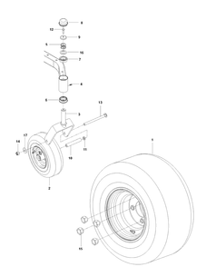 Wheels And Tires Diagram and Parts List for RZ4222F (96703650103)(2017-05) Husqvarna Lawn Mower