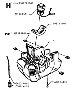 Crankcase Diagram and Parts List for 225RD 19942300001 - 19951000000 Husqvarna Trimmer