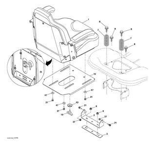 Seat Diagram and Parts List for TS354XD-2019  Husqvarna Lawn Tractor