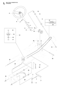 Steering Diagram and Parts List for R155 (965178601)(2007-03) Husqvarna Lawn Tractor