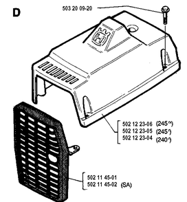 Cylinder Cover Diagram and Parts List for 245RX 19941400001-19962200000 Husqvarna Brush Cutter