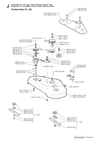 97cm Cutting Deck 2 Diagram and Parts List for PF20 1998-10 Husqvarna Lawn Tractor