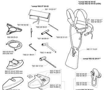 Accessories Diagram and Parts List for 250R 1999-04 Husqvarna Brush Cutter