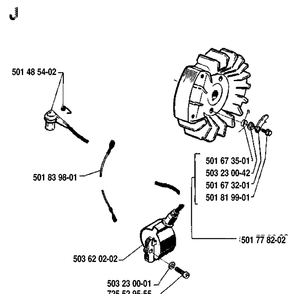 Ignition System Diagram and Parts List for 268 19910500001-19933600000 Husqvarna Chainsaw