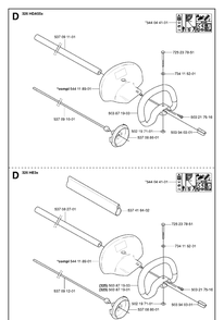 Shaft And Handle Diagram and Parts List for HA110 20054000001-Current Husqvarna Hedge Trimmer