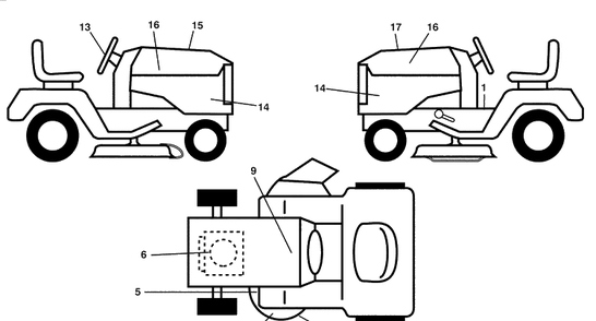 Decals Diagram and Parts List for GTH2648 (96043003002)(2008-02) Husqvarna Lawn Mower
