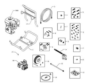 Main Unit Diagram and Parts List for 1906-0  Husqvarna Pressure Washer