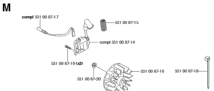 Ignition System Diagram and Parts List for 224L  Husqvarna Edger