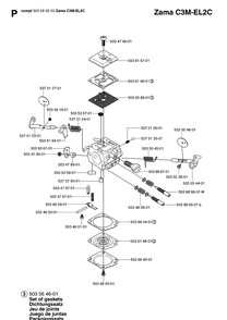 Carburetor 2 Diagram and Parts List for 365 20070900001-20101800000 Husqvarna Chainsaw