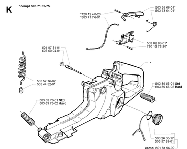 Fuel Tank 2 Diagram and Parts List for 362XP 19994500001-20014000000 Husqvarna Chainsaw