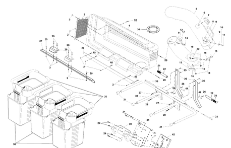 Grass Catcher Diagram and Parts List for CG46A (954040607)(2001-11) Husqvarna Lawn Tractor Accessories