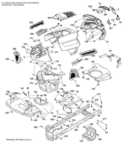 Chassis / Frame Diagram and Parts List for YTH24V48 2018 Husqvarna Lawn Tractor
