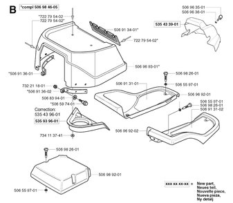 Hood Diagram and Parts List for R13BIO 2003-01 Husqvarna Lawn Tractor