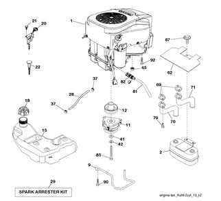 Engine Diagram and Parts List for YTH24K48 (96048005400)(2012-12) Husqvarna Lawn Tractor