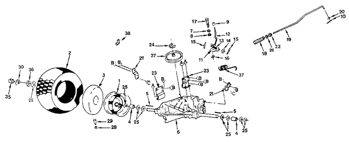 Transaxle And Rear Wheel (Part 1) Diagram and Parts List for YT120 (954000061)(1990-01) Husqvarna Lawn Tractor