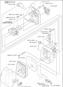 Carb / Intake / Air Filter Diagram and Parts List for 335FR 2008-09 Husqvarna Brush Cutter
