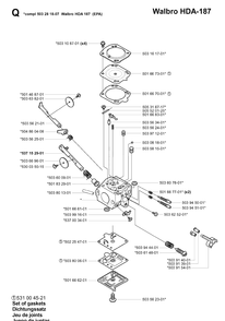 Carburetor Details Diagram and Parts List for 252RX 20011800001-20023100000 Husqvarna Brush Cutter