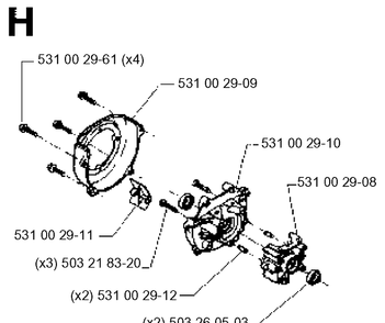 Crankcase Diagram and Parts List for 26H 19951400001-Current Husqvarna Hedge Trimmer
