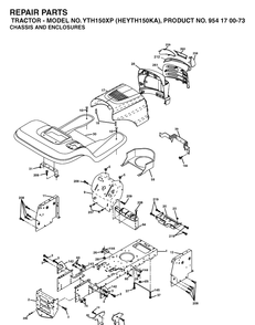Chassis And Enclosures Diagram and Parts List for YTH150XP (HEYTH150KA)(2003-01) Husqvarna Lawn Tractor
