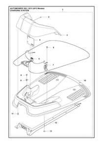 Charging Station Diagram and Parts List for 3052011-2015  Husqvarna Lawn Mower