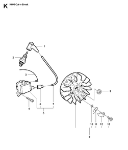 Ignition System Diagram and Parts List for K650CUT-N-BREAK 2007-01 Husqvarna Circular Saw