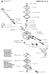 Carburetor Details Diagram and Parts List for 325HE3X 20040100001 - 20050600000 Husqvarna Hedge Trimmer