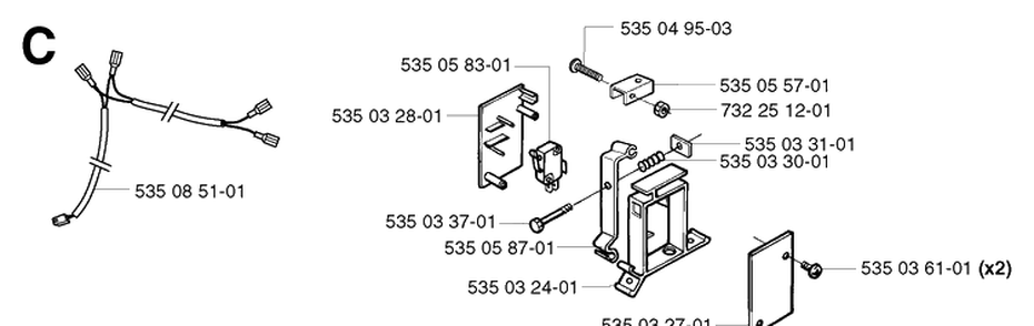 Collision Tower 8 Diagram and Parts List for G1 1998-2003 Husqvarna Lawn Mower