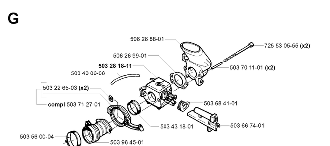 Carburetor Diagram and Parts List for 371K 2002-01 Husqvarna Lawn Tractor Accessories
