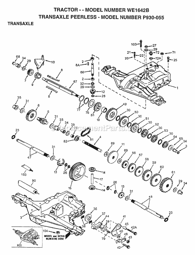 Transaxle Diagram and Parts List for WE1642B 1997 Husqvarna Lawn Tractor