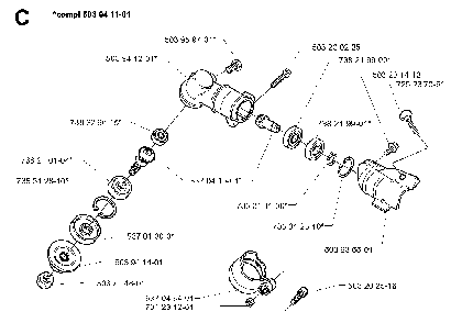 Bevel Gear Diagram and Parts List for 325RJ (X-SERIES)(20000100001) Husqvarna Brush Cutter