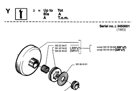 Service Updates Diagram and Parts List for 262XP 19942300001-19960100000 Husqvarna Chainsaw